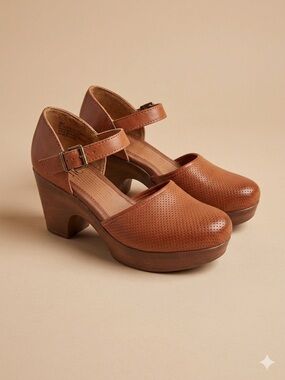 boc Brown Perforated Mary Jane Platform Heels